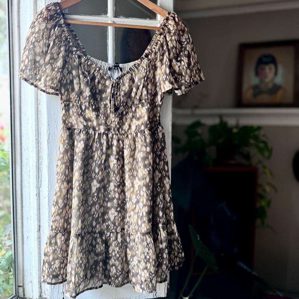 Dynamite green and yellow floral dress, NWOT, XXS